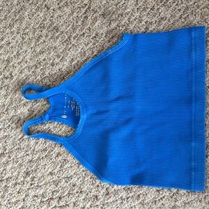 Blue Ribbed Tank Top